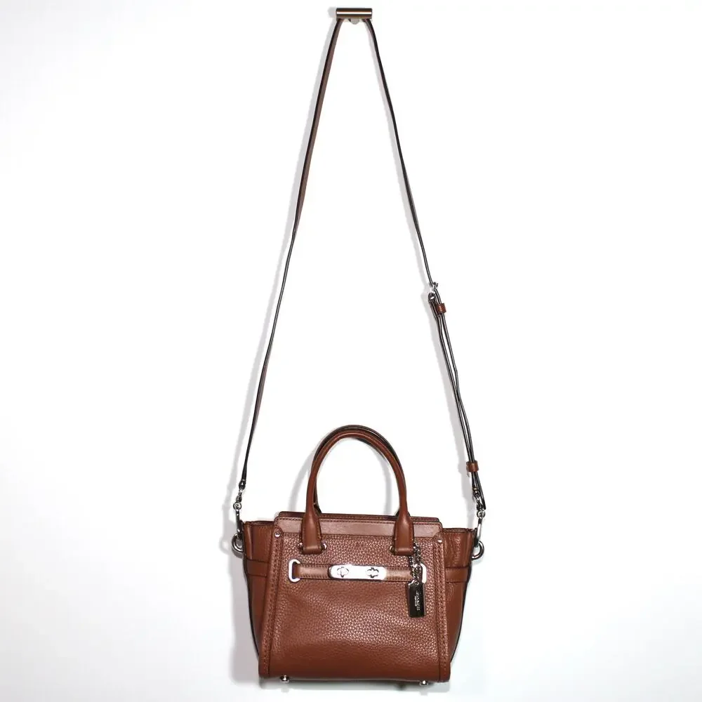 Coach Swagger Pebbled Brown Leather Satchel Bag